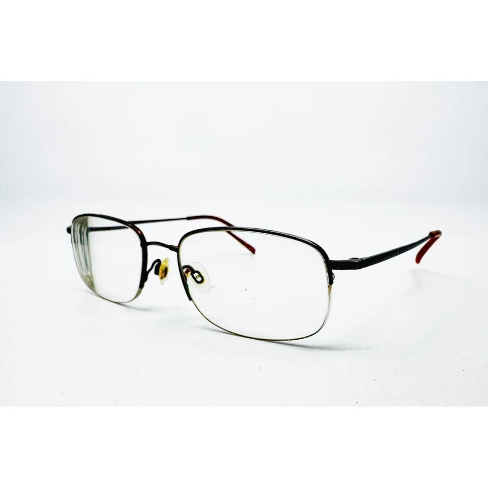 Unbranded Eyeglasses Mens Coffee Brown Metal Square Semi Rimless 54-19-140